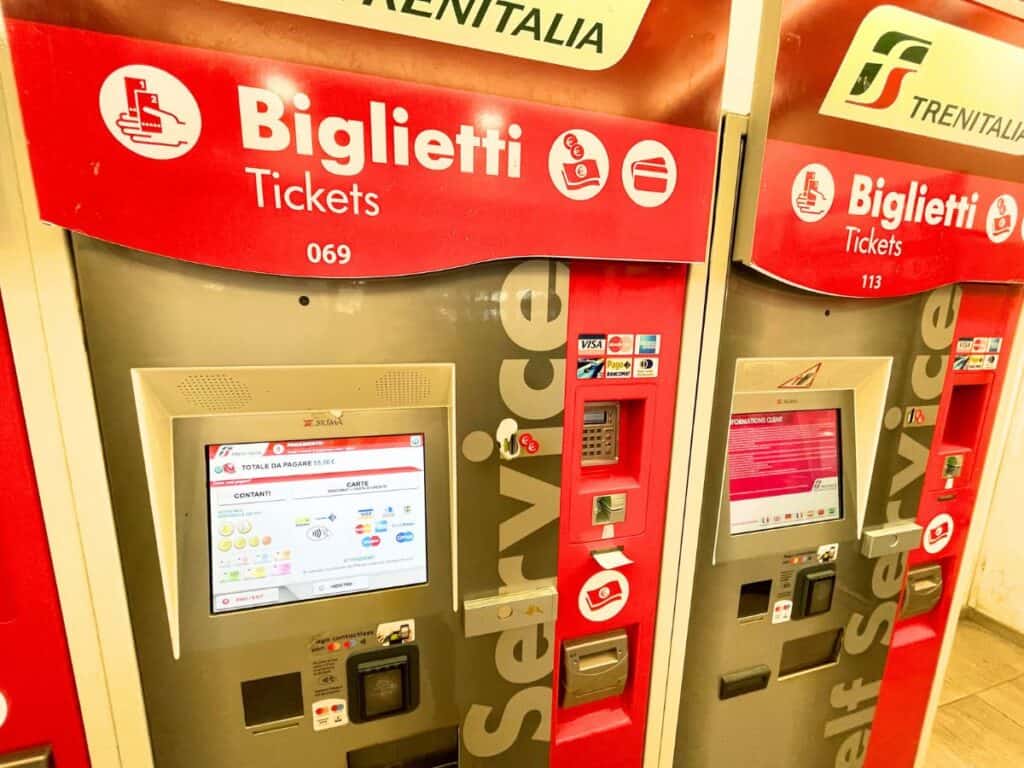 ticket counter machine at Florence train station