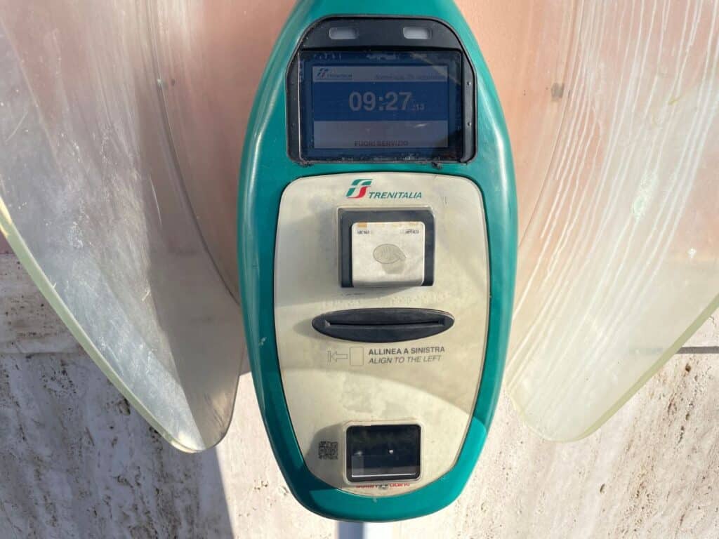 validation machine at a regional train station in italy